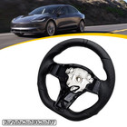 Black Ring Heated Leather Sport Steering Wheel For 2016-2024 Tesla 3 Y New