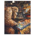 Sasquatch Bigfoot Art Print Pinball Machine Artwork Vintage Beer Sign Arcade Art