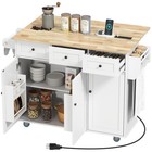 Homcom Mobile Kitchen Island With Power Outlet Drop Leaf  White  Used
