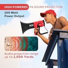 Pyle Portable Megaphone Bullhorn Bluetooth Pa Speaker 1500 Yd Range 100w Loud