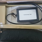Coach Black Leather Id document Holder Lanyard    Leather Penil Case  Mpn Cf467