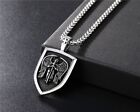 Archangel Saint St Michael Medal Shield Pendant Necklace Stainless Steel Chain