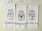 Vintage Set Of 7 Days Of Week Hand Embroidered Kitchen Dish Tea Towels Jams