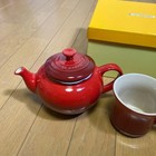 Le Creuset Tea Set Cherry Red Teapot With 2 Mug Cups Boxed Unused From Japan