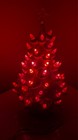 Vintage Iridescent Pearl White Ceramic Christmas Tree Red Lights Star 12 5  Damg
