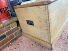 Old Antique Pine Chest  Vintage Wooden Storage Trunk  Blanket Box  Coffee Table 