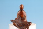 Chinese Boxwood Hand Carved Buddha Statue Netsuke Collectable Art Good Seat