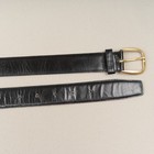 Vintage Black Leather Dress Belt Mens Sz 32 Brass Buckle Cowhide Fits 30