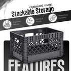 Juggernaut Storage 24qt Plastic Heavy-duty Milk Crate  Black durable Material