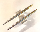 New old  Parker Classic Ball Pen   Pencil Set Satin Chrome W  Gold Trim Old Mark