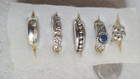 Nwot 5 Silver Tone Size 2-3 Toe Rings Flowers Blue Plain Band  Etc  Vtg Nos