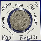 Iraq 50 Fils 1953 King Faisal Ii  Silver Coin Km 114