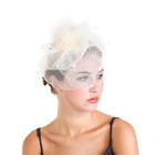 Womens Bridal Party Fascinator Feather Beads Hair Clip Flower Veil Wedding Decor