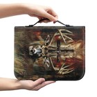 Leather Bible Cover X-large Gothic Style Deer And Cross Carrying Book Bag