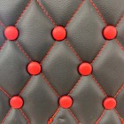   classic Fld Lea Door Panel Set Gray Lea Black Stitching   Buttons  