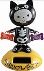Halloween Solar Powered Dancing Toy Bobblehead Cat Costume Skeleton Rare New