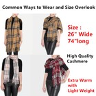 100  Cashmere Unisex Tartan Stripe Plaid 26x74 Oversized Shawl Blanket Scarf 