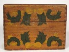 Antique Primitive Folk Art Painted Recipe-filing Oak Dovetailed Box-gatored