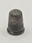 Antique Vintage Sterling Silver 925 Uk British Ornate Thimble Sz 8 Etch Pattern