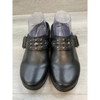 Klogs Women s Black Leather Studded Buckle Mules Clogs Slip Resistant 8 Shoes