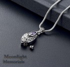New Flower Teardrop Crystal Urn Cremation Keepsake Ashes Memorial Necklace