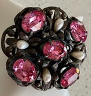 Vintage Pink Rose   Faux Pearl Statement Brooch Pin Floral Flower Large 2 3 4 