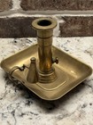 Antique Brass Chamberstick Candle Holder With Snuffer And Rectangular Base