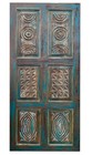 Artisan Carved Wood Barn Door Turquoise Distressed Vintage Sliding Door 80x36