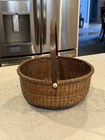 Vintage Nantucket Lightship Basket With Swing Handle  Dark Brown