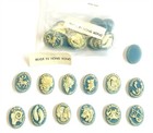 12 Vintage Zodiac Astrology Wedgewood Blue Resin 18x13mm Cameos Full Set L549pt