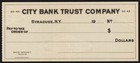 Vintage Bank Check City Bank Trust Company Syracuse New York New Old Stock Nrmt