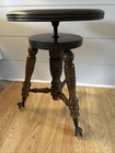 Antique Piano Stool Lyon   Healy Adjustable Mahogany Glass Claw ball Feet