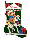 Vtg Bucilla Completed Christmas Stocking Handmade Teddy Bear Carousel  chris 