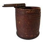 Antique Burmese Lacquerware Betel Nut Box Kun-it Hand Carved Wood Container