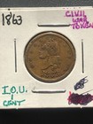 1863 Civil War Token Xf       Scarce   5  Off Metal 