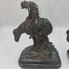 Vtg Ronson Art Metal Works   Pair Of Cast Bronze Book Ends End Of The Trail 1925