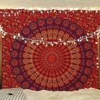  Indian Hippie Bohemian Psychedelic Golden Blue 60 l X 54 w Golden Brown Maroon