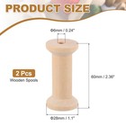 2pcs Wooden Spools Of Crafts  2 36in Empty Thread Bobbins  Wood Color
