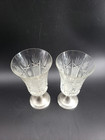 Antique Weighted 800 Silver Bottom Cut Flairedglass Glasses Set Of 2