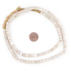 Vintage Czech White Cylinder Beads 6mm Nigeria African Glass Large Hole Handmade