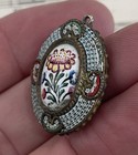 Rare Antique Italian Micromosaic Micro Mosaic With Porcelain Pendant C1900