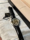 New Akribos Xxiv Bravura Watch Mens Black Leather Akribos Xxi Skeleton Automatic