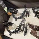 Antique 4 Swing Arm Swivel Ornate Cast Iron Wall Bracket Kerosene Oil Lamps
