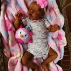 17  Soft Body Reborn Baby Doll African American Black Skin Newborn Girl Doll Toy