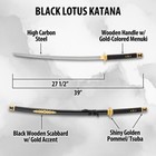 Black Lotus Katana With Scabbard   High Carbon Steel Blade   41  Overall Length