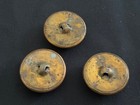Three Vintage Goldtone Metal Sewing Shank Coat Buttons Large Dome Shape 1 125   