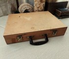 Vintage Wooden Art Supply Storage Case With Handle   Compartments Plenty Of Age