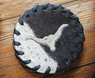 Cowhide Coaster Longhorn   Bull - Set Of 12