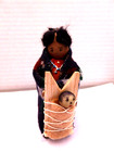 Vintage Ornament Native American Indian Woman Baby Cradleboard Mixed Media 3 5 