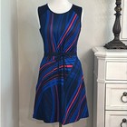 Callaway Truesculpt Ski Lines Pocket  Sleeveless Golf Active Dress Blue Small